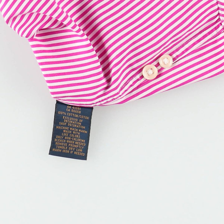 Ralph Lauren POLO RALPH LAUREN CUSTOM FIT Long-Sleeve Cotton Stripe Shirt, Women's Size M (approx.) cotton pink type Vintage Second Hand