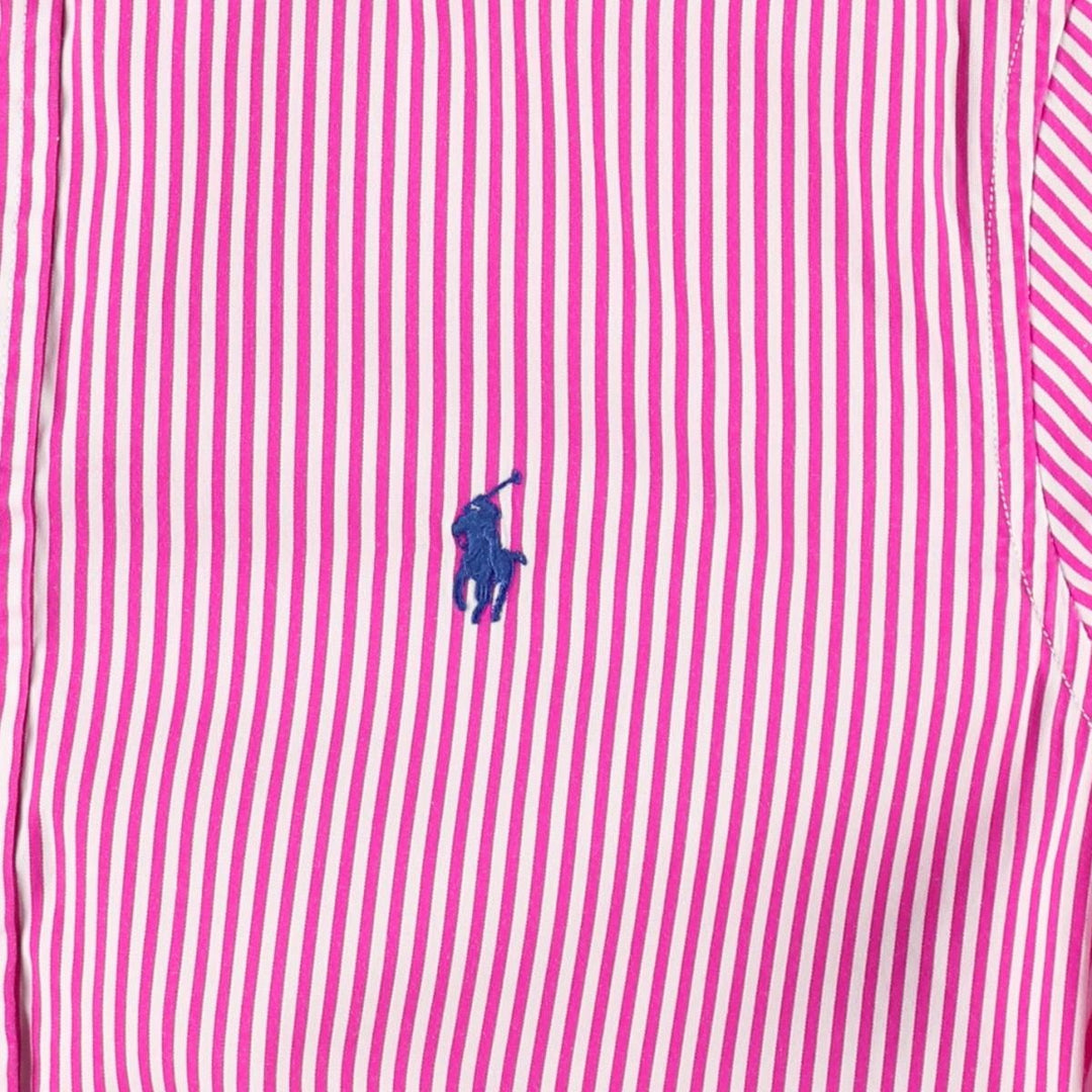 Ralph Lauren POLO RALPH LAUREN CUSTOM FIT Long-Sleeve Cotton Stripe Shirt, Women's Size M (approx.) cotton pink type Vintage Second Hand