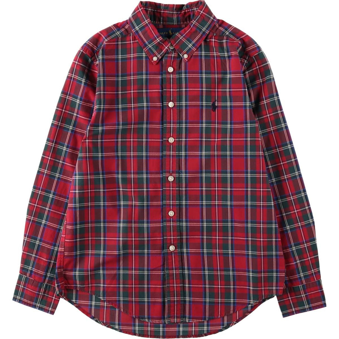Ralph Lauren long-sleeved button-down check shirt, women's size S cotton red type Vintage Second Hand