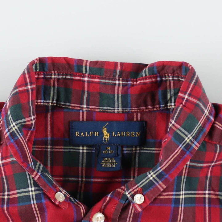 Ralph Lauren long-sleeved button-down check shirt, women's size S cotton red type Vintage Second Hand