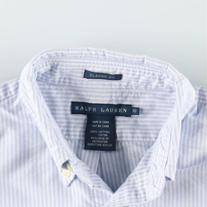 Ralph Lauren CLASSIC FIT Long-Sleeve Button-Down Striped Shirt, Women's Size L (approx.) cotton white type Vintage Second Hand