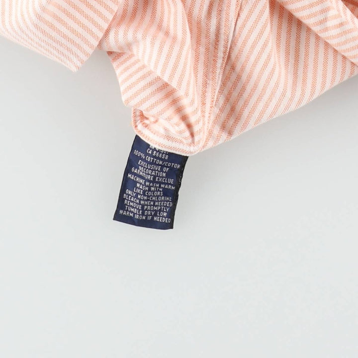 Ralph Lauren Slim Fit Long Sleeve Button-Down Striped Shirt, Women's Size L cotton orange type Vintage Second Hand
