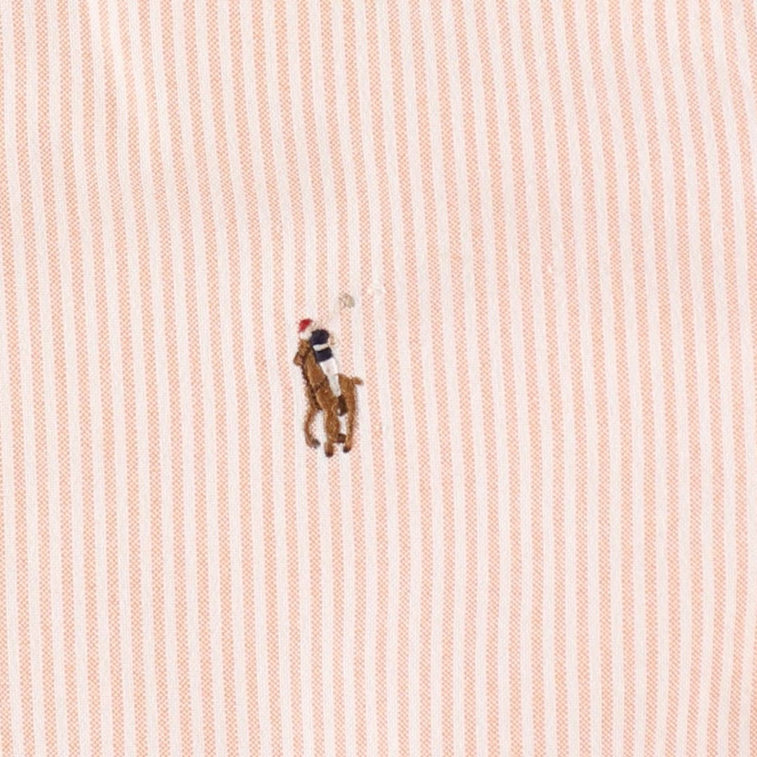Ralph Lauren Slim Fit Long Sleeve Button-Down Striped Shirt, Women's Size L cotton orange type Vintage Second Hand