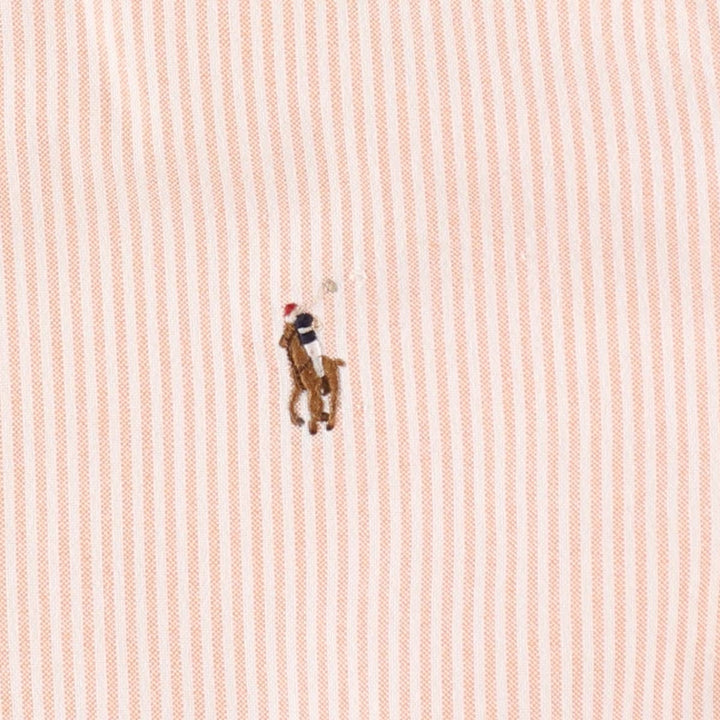 Ralph Lauren Slim Fit Long Sleeve Button-Down Striped Shirt, Women's Size L cotton orange type Vintage Second Hand