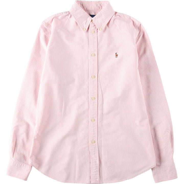 Ralph Lauren Custom Fit Long Sleeve Button-Down Striped Shirt, Women's Size Medium cotton pink type Vintage Second Hand