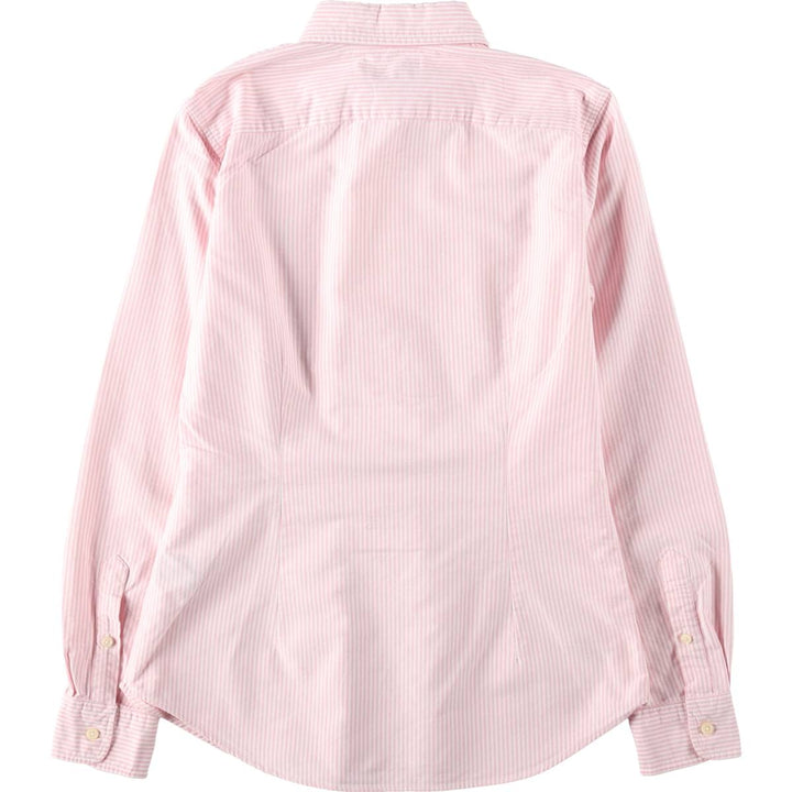 Ralph Lauren Custom Fit Long Sleeve Button-Down Striped Shirt, Women's Size Medium cotton pink type Vintage Second Hand