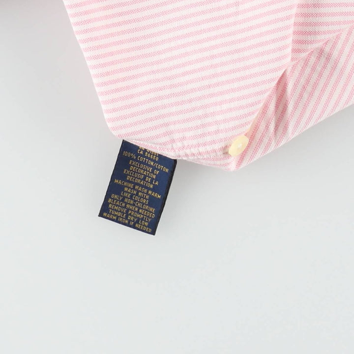 Ralph Lauren Custom Fit Long Sleeve Button-Down Striped Shirt, Women's Size Medium cotton pink type Vintage Second Hand