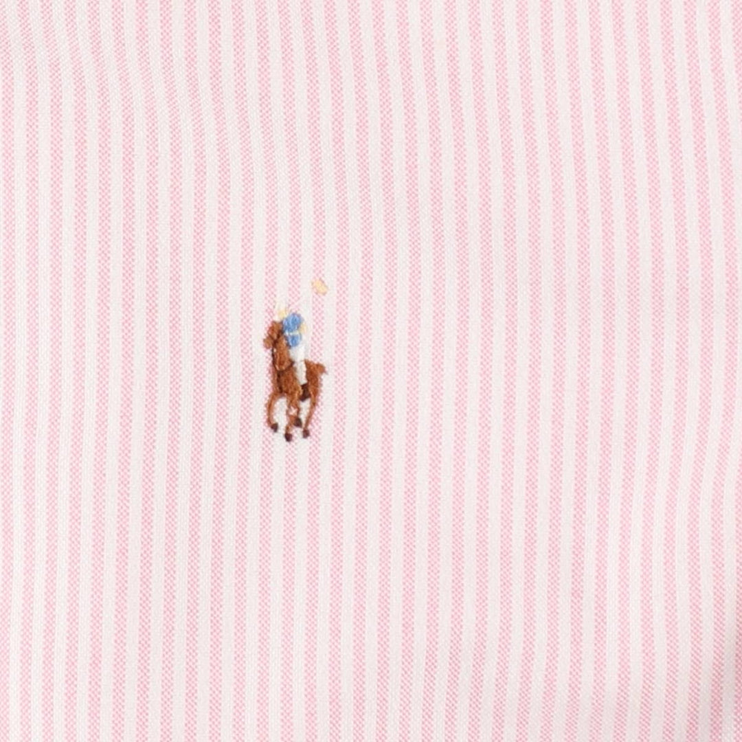 Ralph Lauren Custom Fit Long Sleeve Button-Down Striped Shirt, Women's Size Medium cotton pink type Vintage Second Hand
