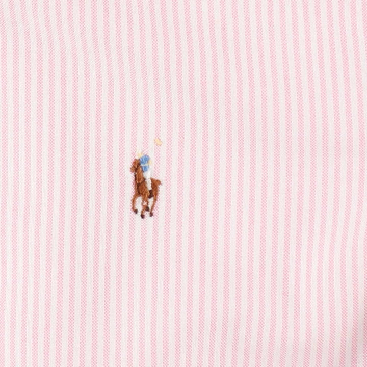 Ralph Lauren Custom Fit Long Sleeve Button-Down Striped Shirt, Women's Size Medium cotton pink type Vintage Second Hand