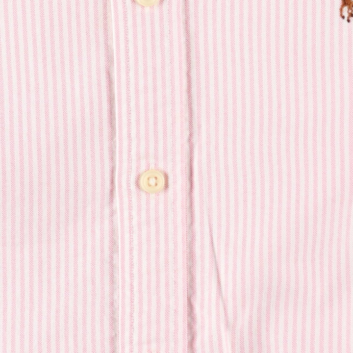 Ralph Lauren Custom Fit Long Sleeve Button-Down Striped Shirt, Women's Size Medium cotton pink type Vintage Second Hand