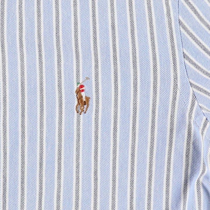 Ralph Lauren Knit Oxford Long-Sleeve Button-Down Striped Shirt, Women's Size XS (approx.) cotton Blue type light blue Vintage Second Hand