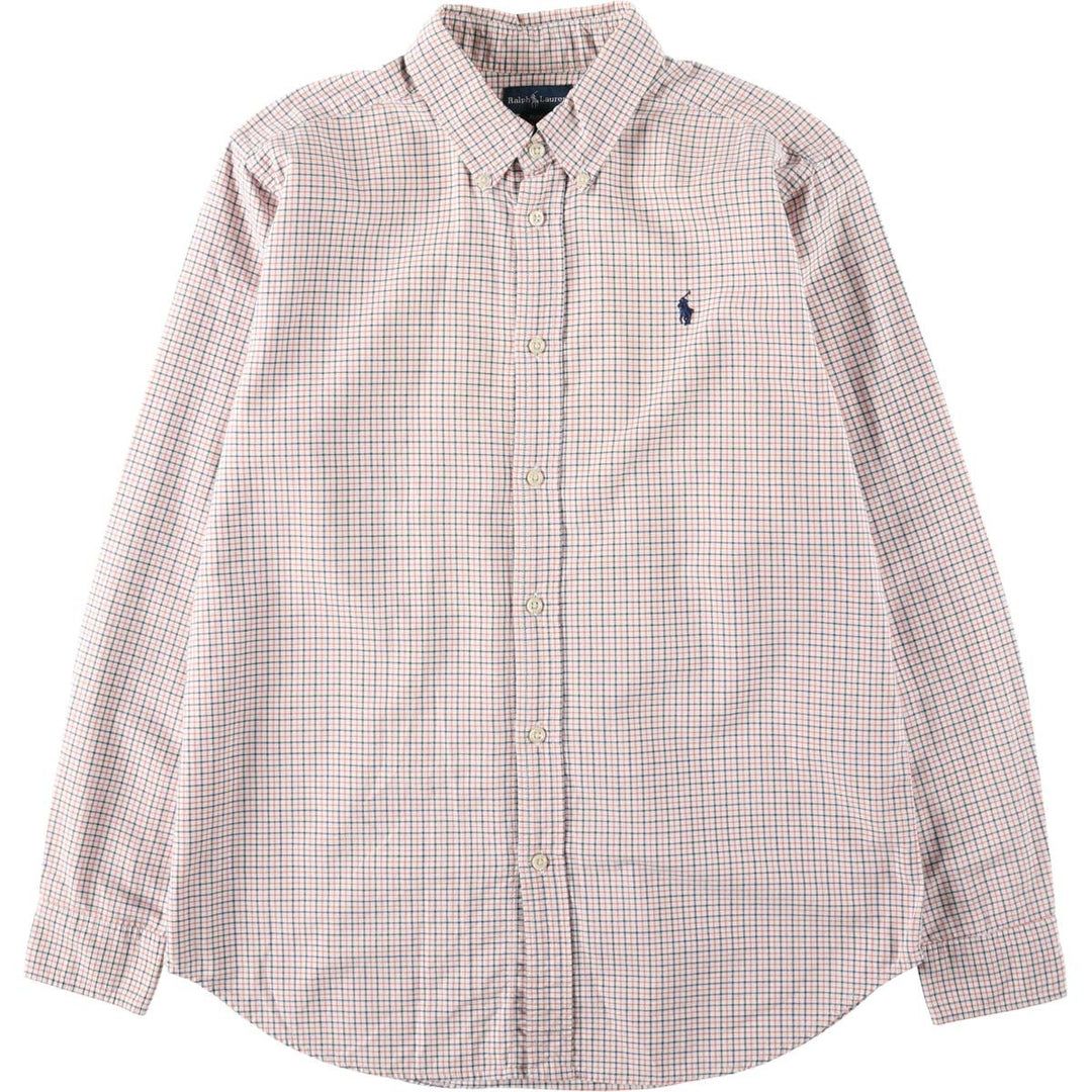 Ralph Lauren long-sleeved button-down check shirt, women's size M (approx.) cotton white type Vintage Second Hand