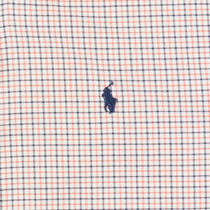 Ralph Lauren long-sleeved button-down check shirt, women's size M (approx.) cotton white type Vintage Second Hand