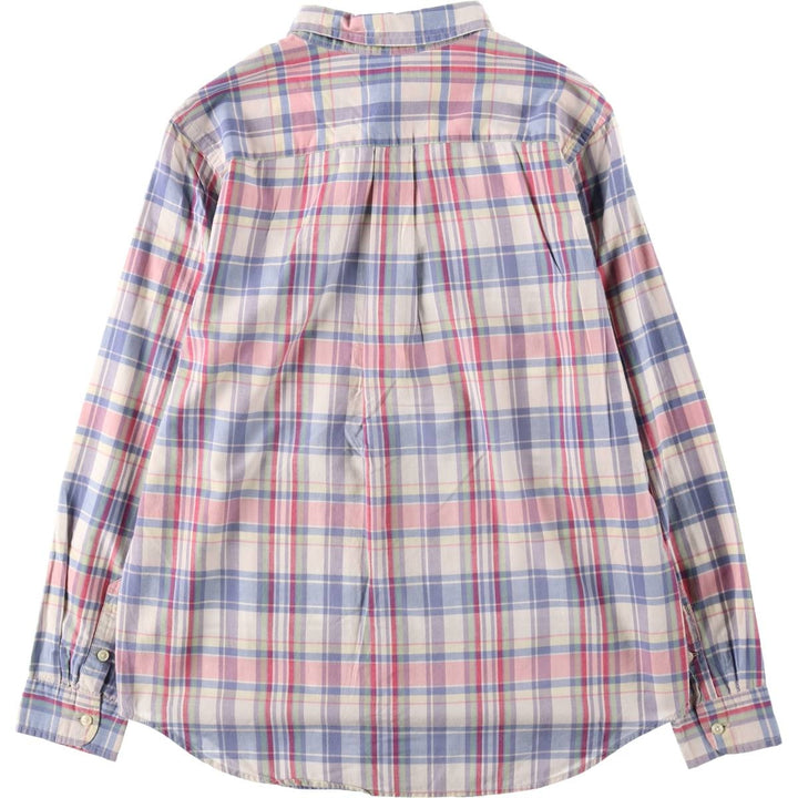Ralph Lauren long-sleeved button-down check shirt, women's size M (approx.) cotton blue type Vintage Second Hand