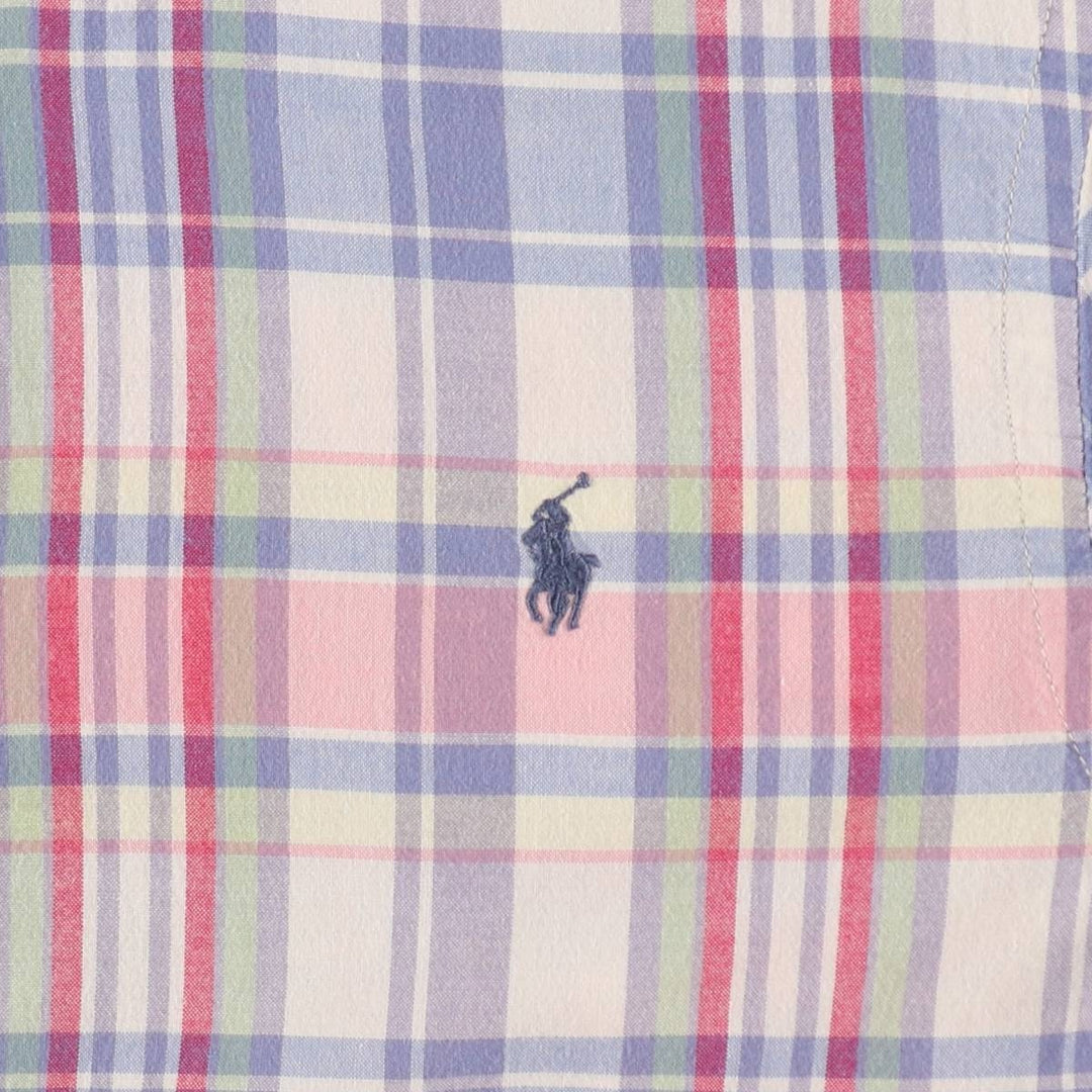 Ralph Lauren long-sleeved button-down check shirt, women's size M (approx.) cotton blue type Vintage Second Hand