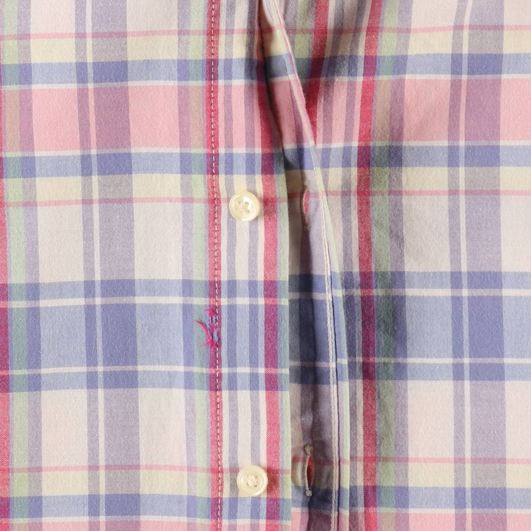 Ralph Lauren long-sleeved button-down check shirt, women's size M (approx.) cotton blue type Vintage Second Hand