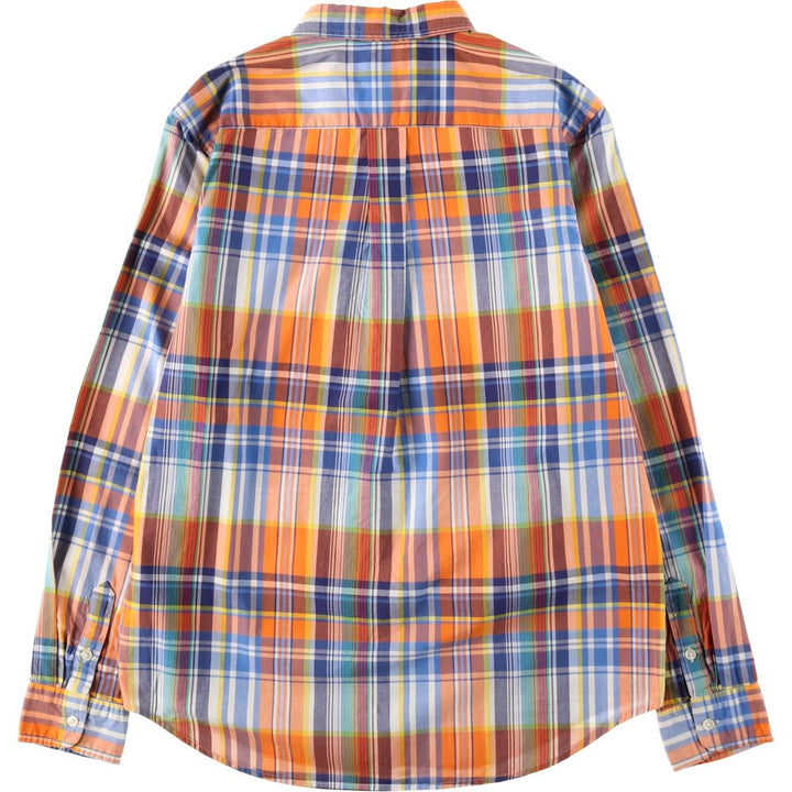 Ralph Lauren long-sleeved button-down check shirt, women's size M (approx.) cotton orange type Vintage Second Hand