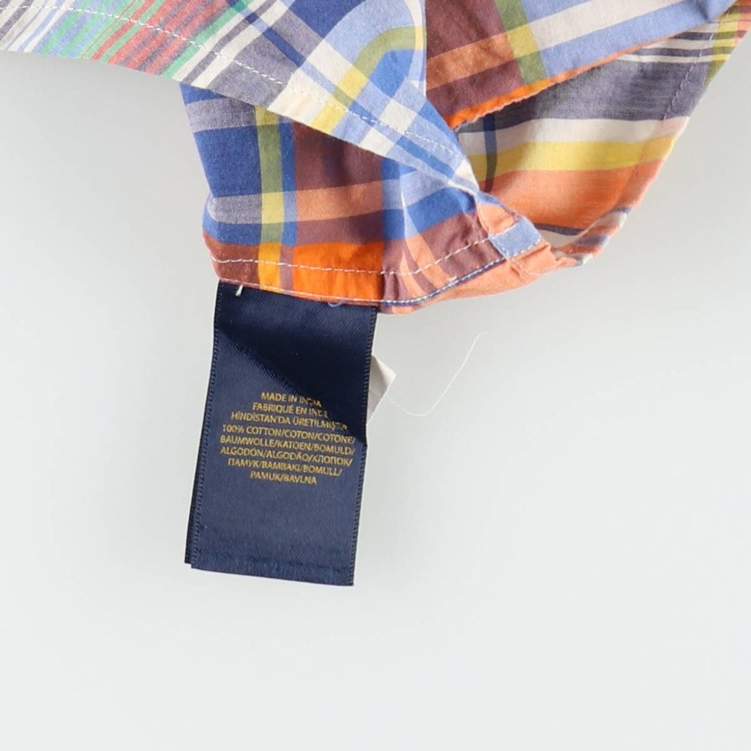 Ralph Lauren long-sleeved button-down check shirt, women's size M (approx.) cotton orange type Vintage Second Hand