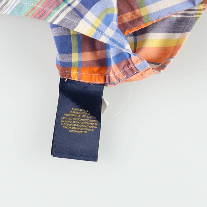Ralph Lauren long-sleeved button-down check shirt, women's size M (approx.) cotton orange type Vintage Second Hand