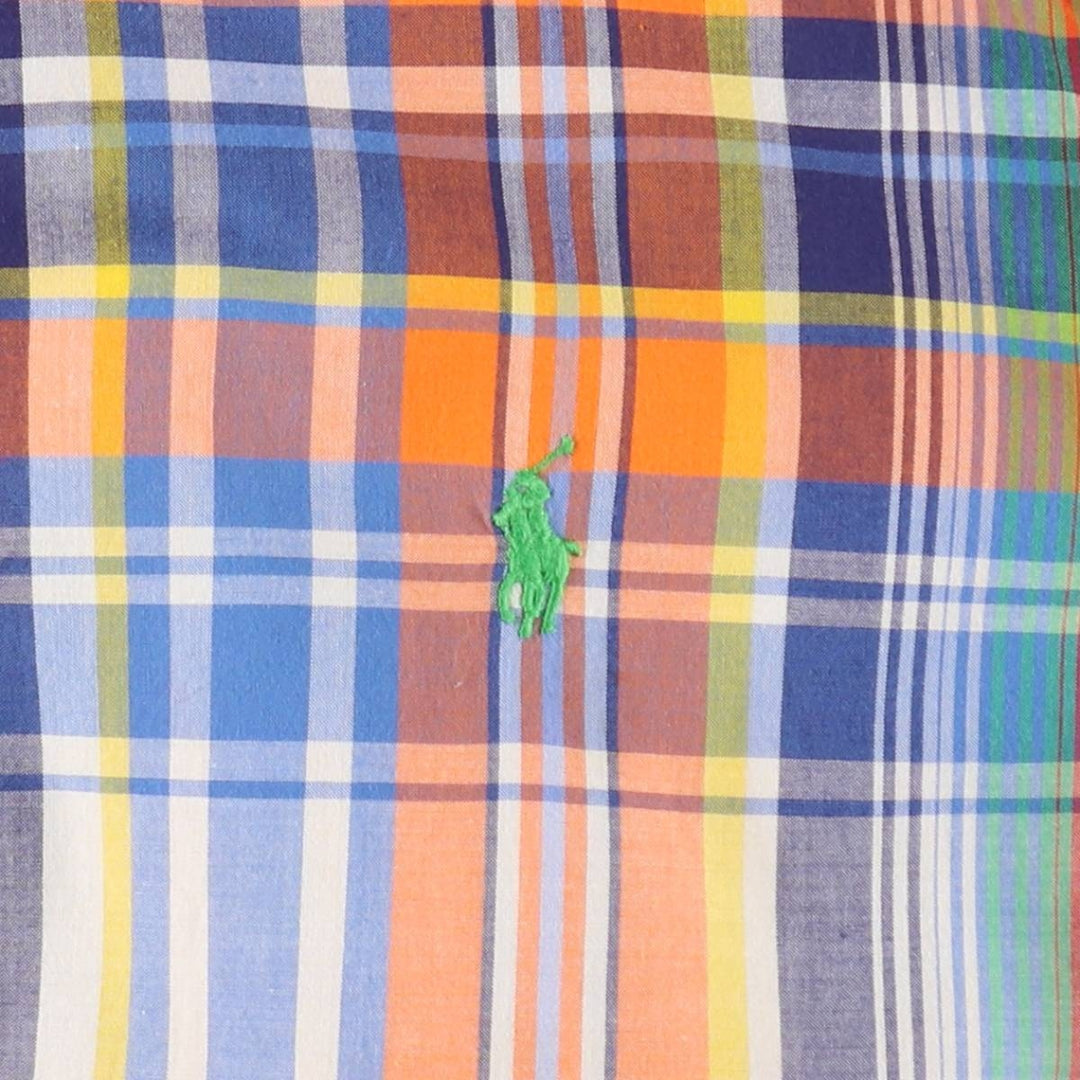 Ralph Lauren long-sleeved button-down check shirt, women's size M (approx.) cotton orange type Vintage Second Hand