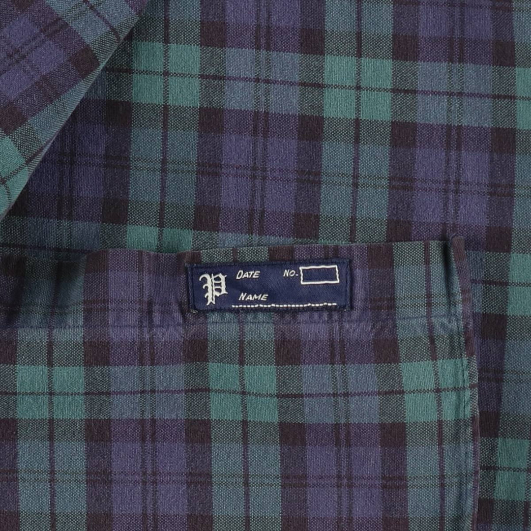 Ralph Lauren Blackwatch check long-sleeved button-down check shirt, men's size S. cotton green type Vintage Second Hand