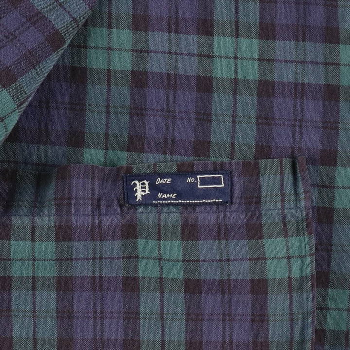 Ralph Lauren Blackwatch check long-sleeved button-down check shirt, men's size S. cotton green type Vintage Second Hand