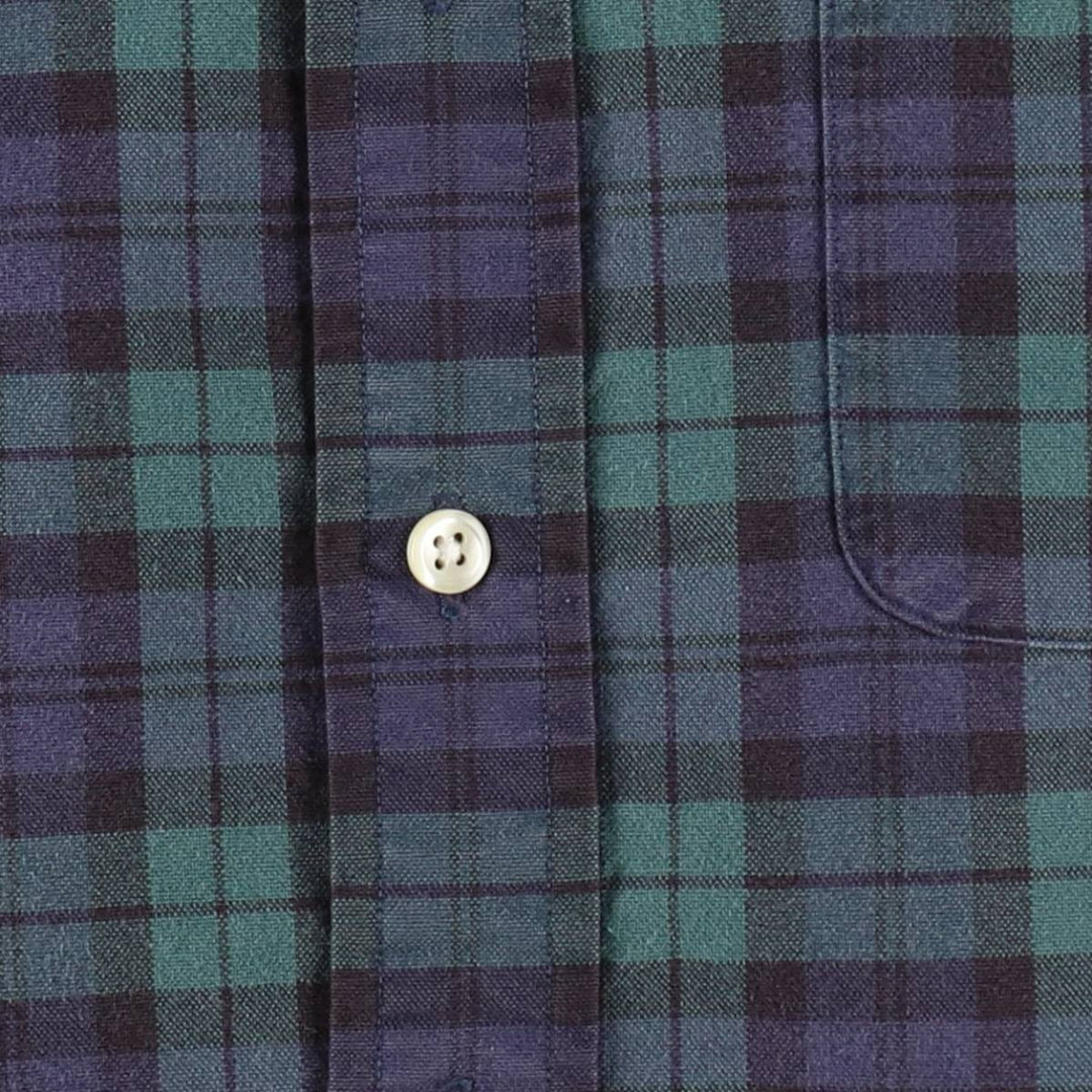 Ralph Lauren Blackwatch check long-sleeved button-down check shirt, men's size S. cotton green type Vintage Second Hand