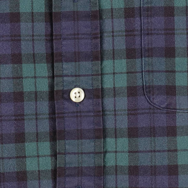 Ralph Lauren Blackwatch check long-sleeved button-down check shirt, men's size S. cotton green type Vintage Second Hand