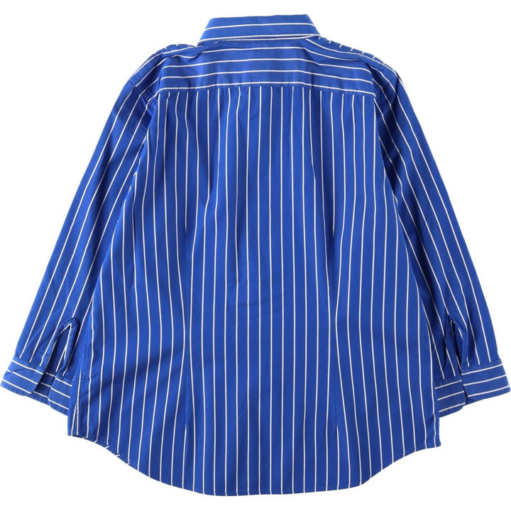 Ralph Lauren LAUREN Women's 3/4 Sleeve Cotton Stripe Shirt (Size L equivalent) cotton blue type Vintage Second Hand