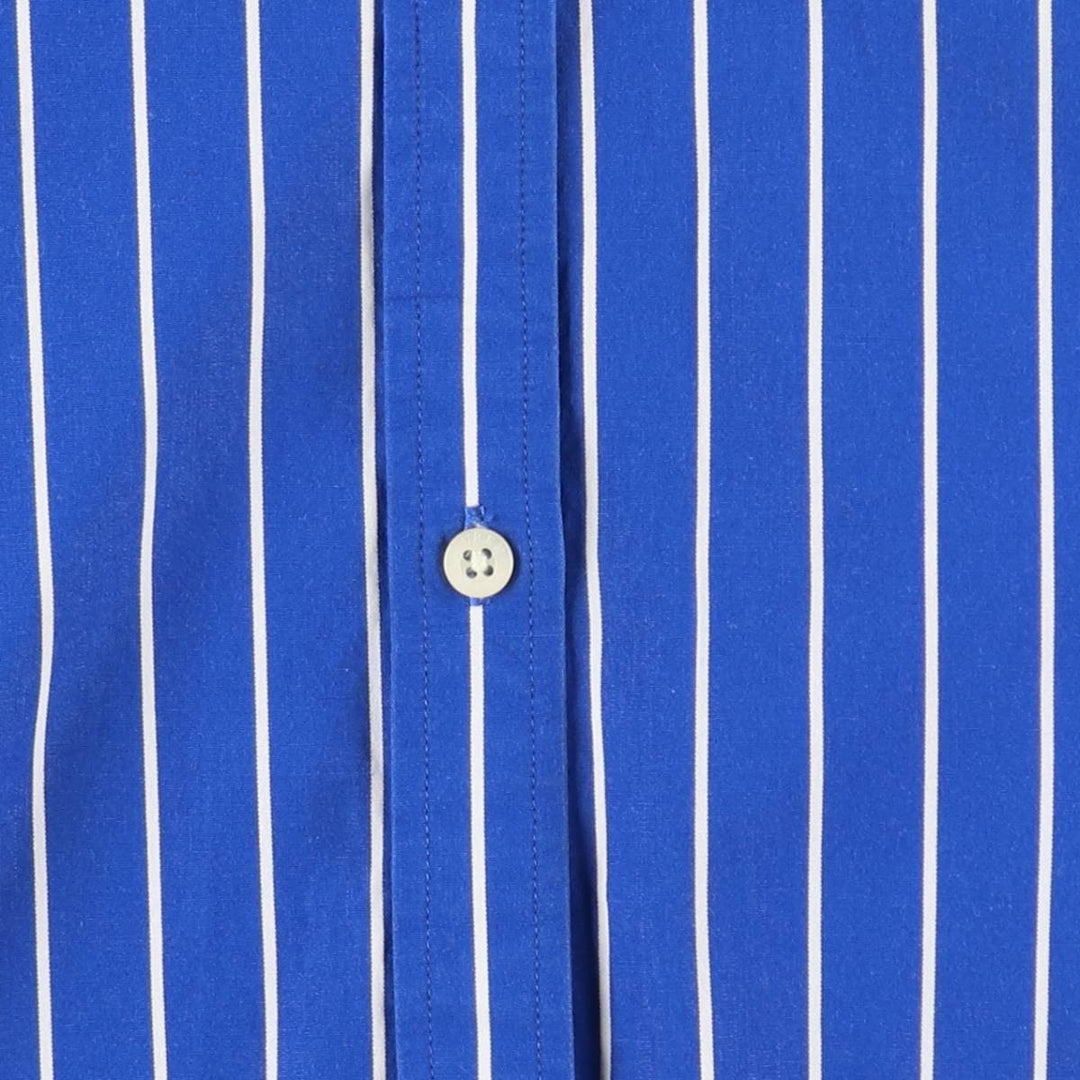 Ralph Lauren LAUREN Women's 3/4 Sleeve Cotton Stripe Shirt (Size L equivalent) cotton blue type Vintage Second Hand