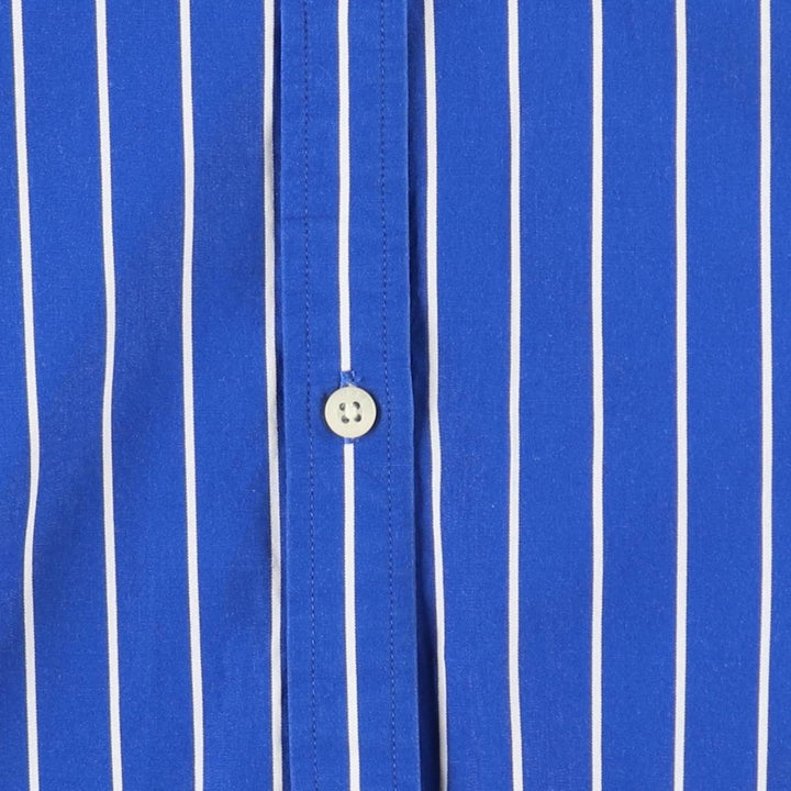 Ralph Lauren LAUREN Women's 3/4 Sleeve Cotton Stripe Shirt (Size L equivalent) cotton blue type Vintage Second Hand