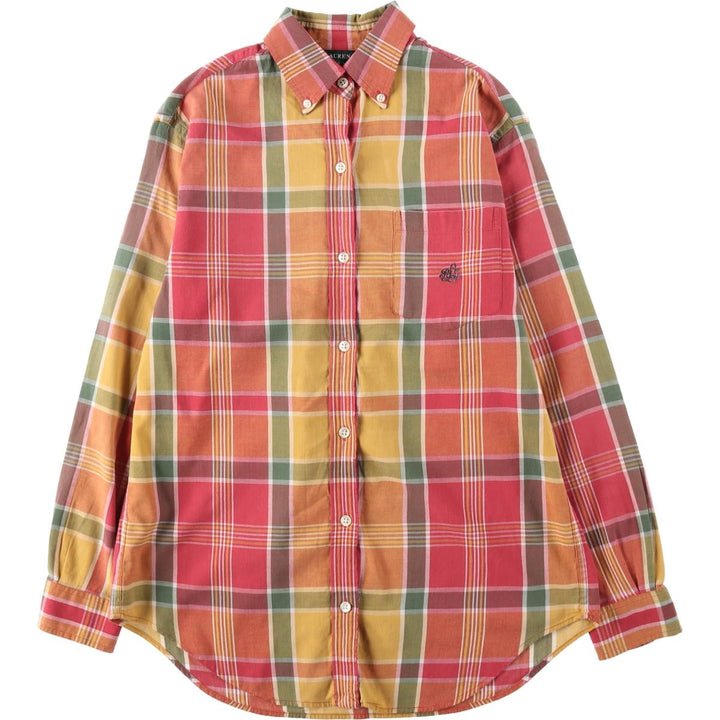 Ralph Lauren long-sleeved button-down check shirt, women's size S (approx.) cotton red type Vintage Second Hand