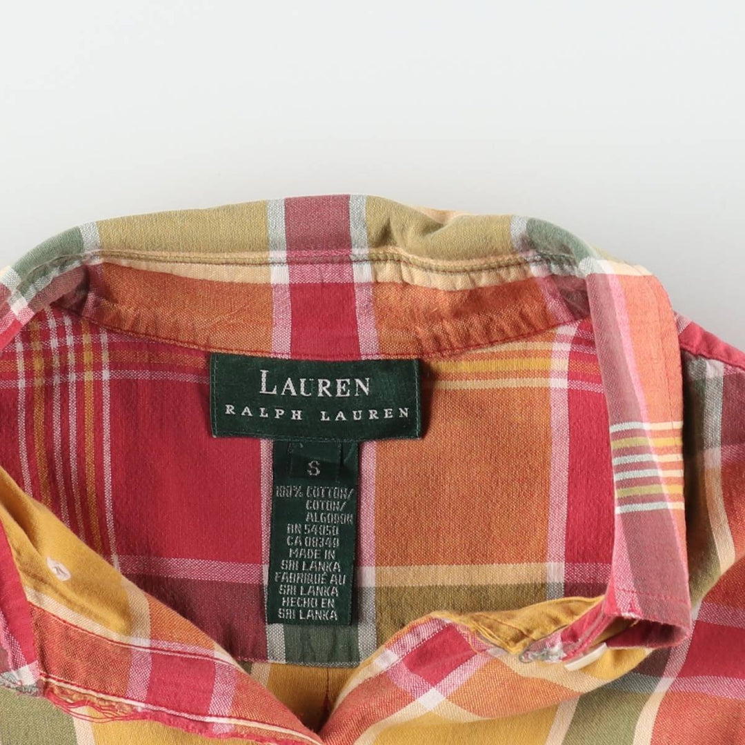 Ralph Lauren long-sleeved button-down check shirt, women's size S (approx.) cotton red type Vintage Second Hand