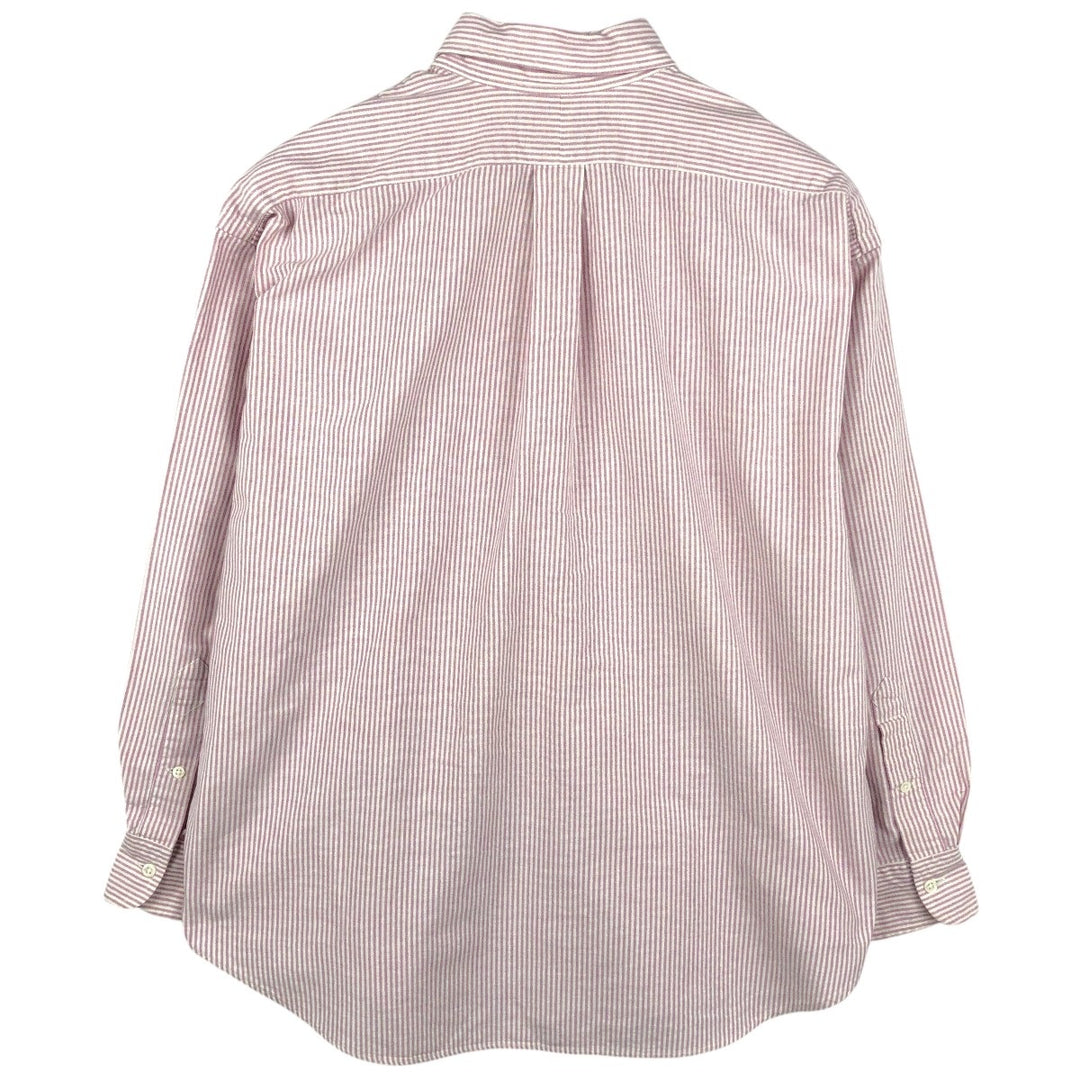 Ralph Lauren The Big Oxford Long-Sleeve Button-Down Striped Shirt, Women's Size XL (approx.) cotton pink type Vintage Second Hand