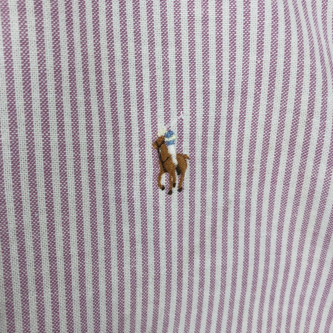 Ralph Lauren The Big Oxford Long-Sleeve Button-Down Striped Shirt, Women's Size XL (approx.) cotton pink type Vintage Second Hand