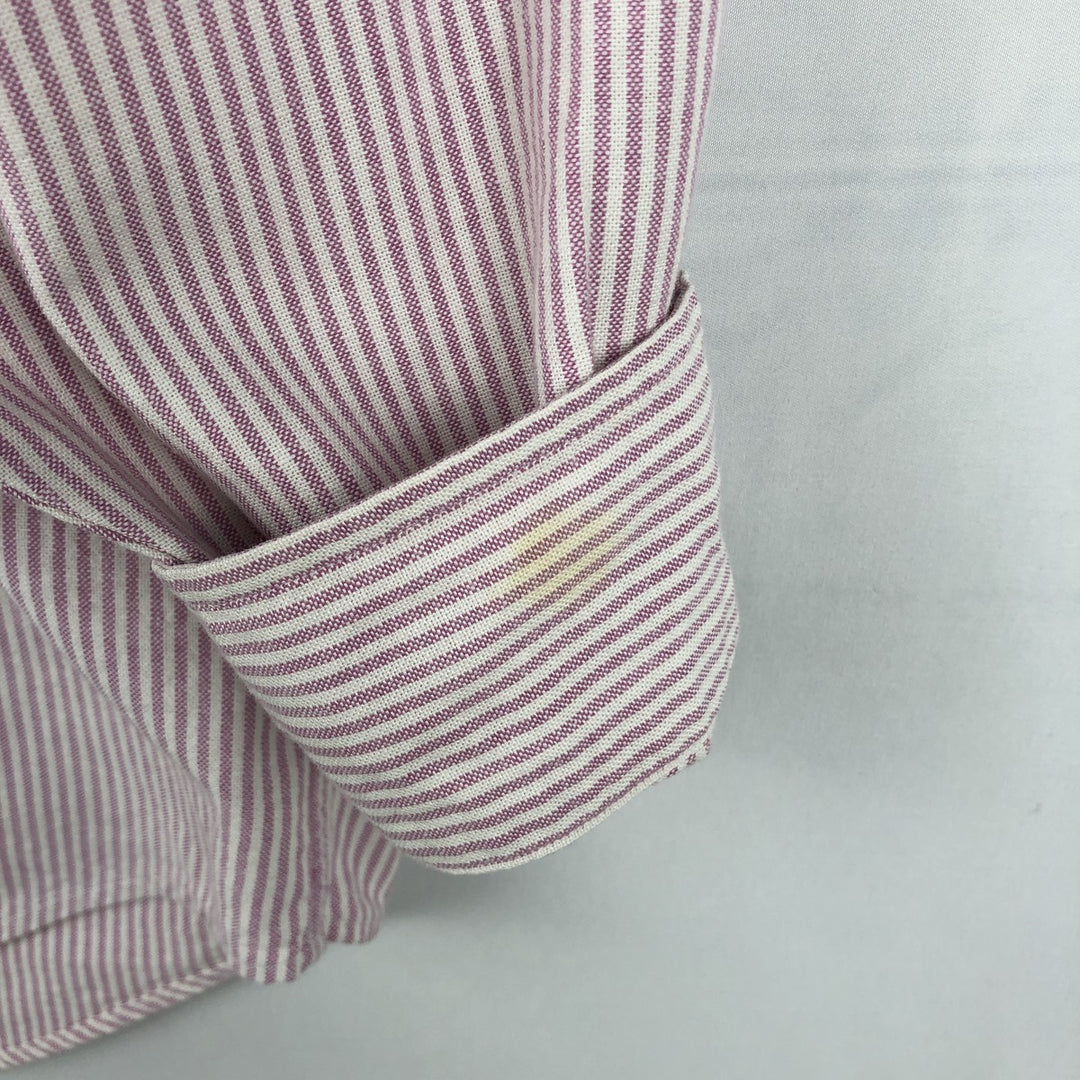 Ralph Lauren The Big Oxford Long-Sleeve Button-Down Striped Shirt, Women's Size XL (approx.) cotton pink type Vintage Second Hand
