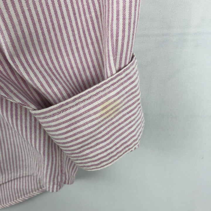 Ralph Lauren The Big Oxford Long-Sleeve Button-Down Striped Shirt, Women's Size XL (approx.) cotton pink type Vintage Second Hand