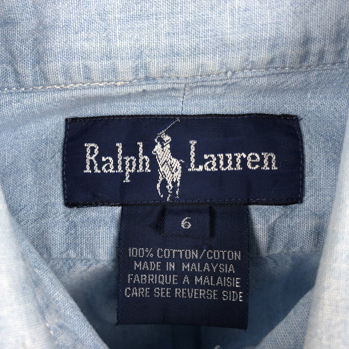 Ralph Lauren long-sleeved button-down chambray shirt, women's size M (approx.) cotton blue type Vintage Second Hand