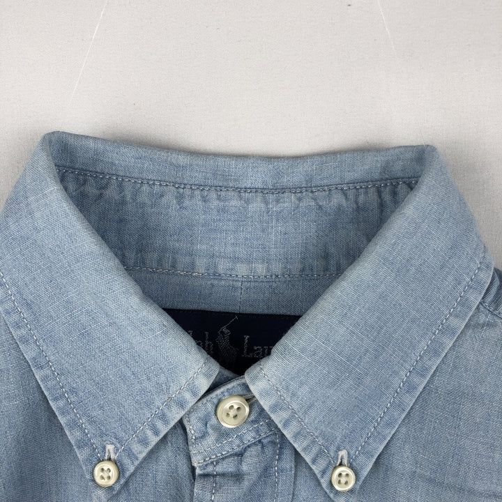 Ralph Lauren long-sleeved button-down chambray shirt, women's size M (approx.) cotton blue type Vintage Second Hand