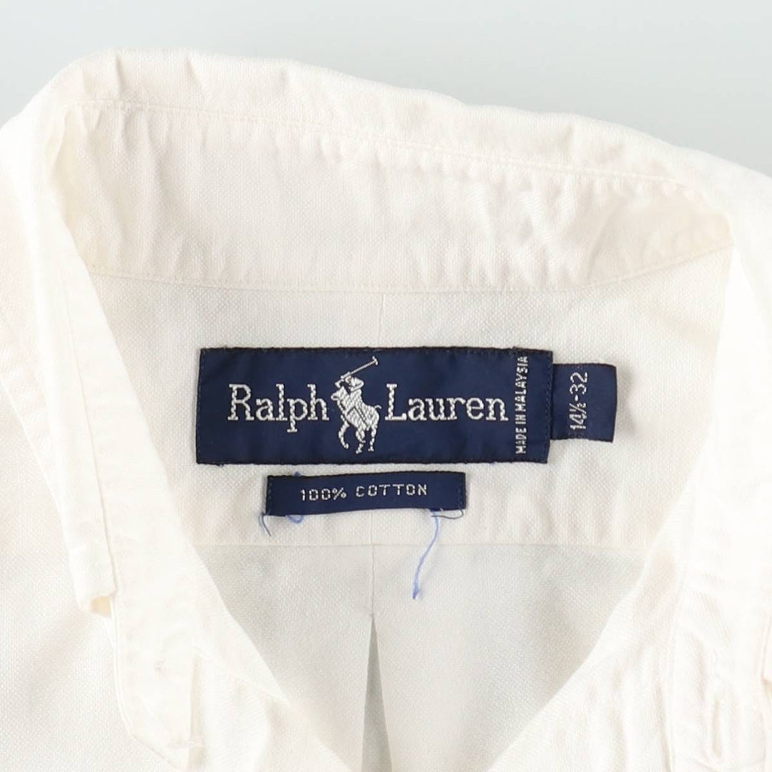 Ralph Lauren long sleeve button down shirt, men's size M cotton white type Vintage Second Hand