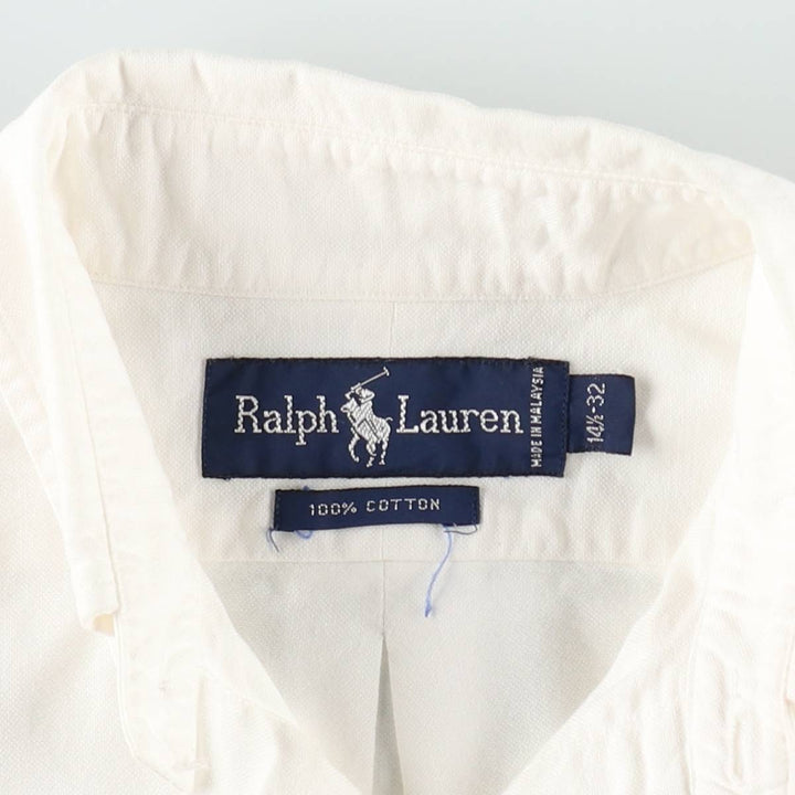 Ralph Lauren long sleeve button down shirt, men's size M cotton white type Vintage Second Hand