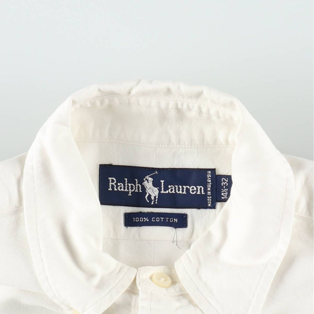 Ralph Lauren long sleeve button down shirt, men's size M cotton white type Vintage Second Hand