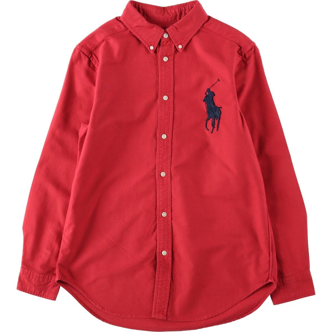 Ralph Lauren Big Pony Long-Sleeve Button-Down Shirt, Women's Size S (approx.) cotton red type Vintage Second Hand
