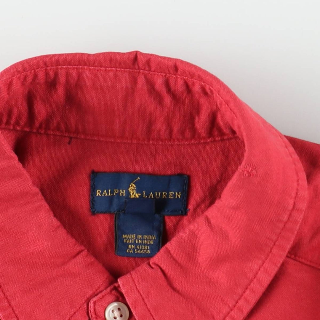Ralph Lauren Big Pony Long-Sleeve Button-Down Shirt, Women's Size S (approx.) cotton red type Vintage Second Hand