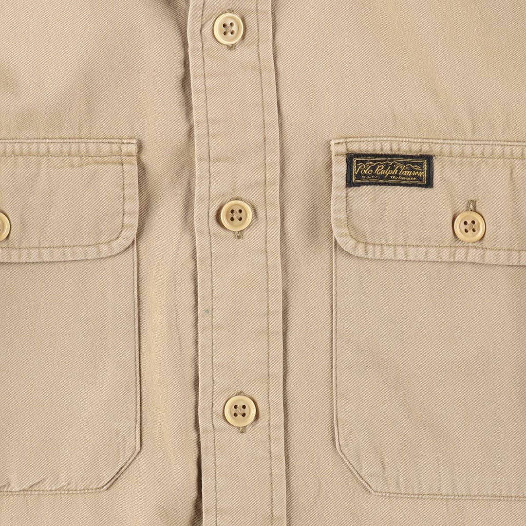 Ralph Lauren POLO by Ralph Lauren Long-Sleeve Cotton Shirt, Men's Size XS (approx.) cotton Beige type Vintage Second Hand