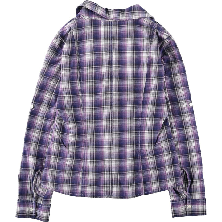 CLOCKHOUSE Skipper Collar Long-Sleeve Cotton Check Shirt, Women's Size XL (approx.) cotton purple type Vintage Second Hand