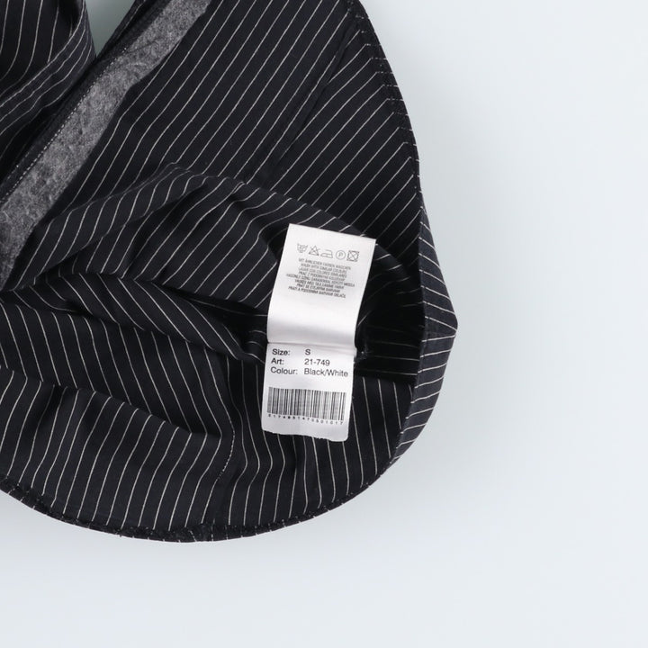 AMISU Skipper Collar Long-Sleeve Striped Shirt (Women's Size S) cotton black type Vintage Second Hand