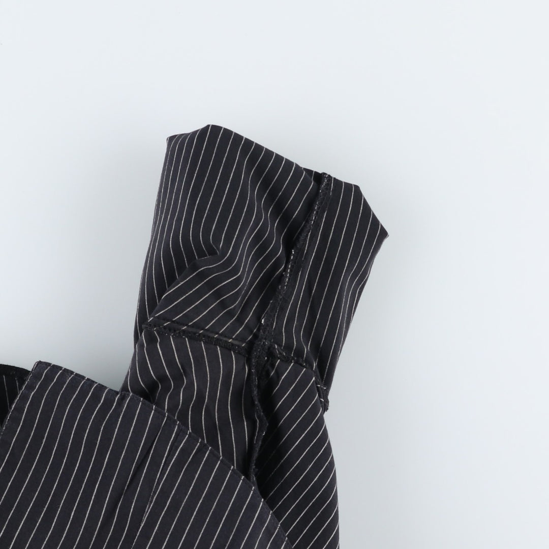 AMISU Skipper Collar Long-Sleeve Striped Shirt (Women's Size S) cotton black type Vintage Second Hand