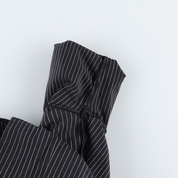 AMISU Skipper Collar Long-Sleeve Striped Shirt (Women's Size S) cotton black type Vintage Second Hand