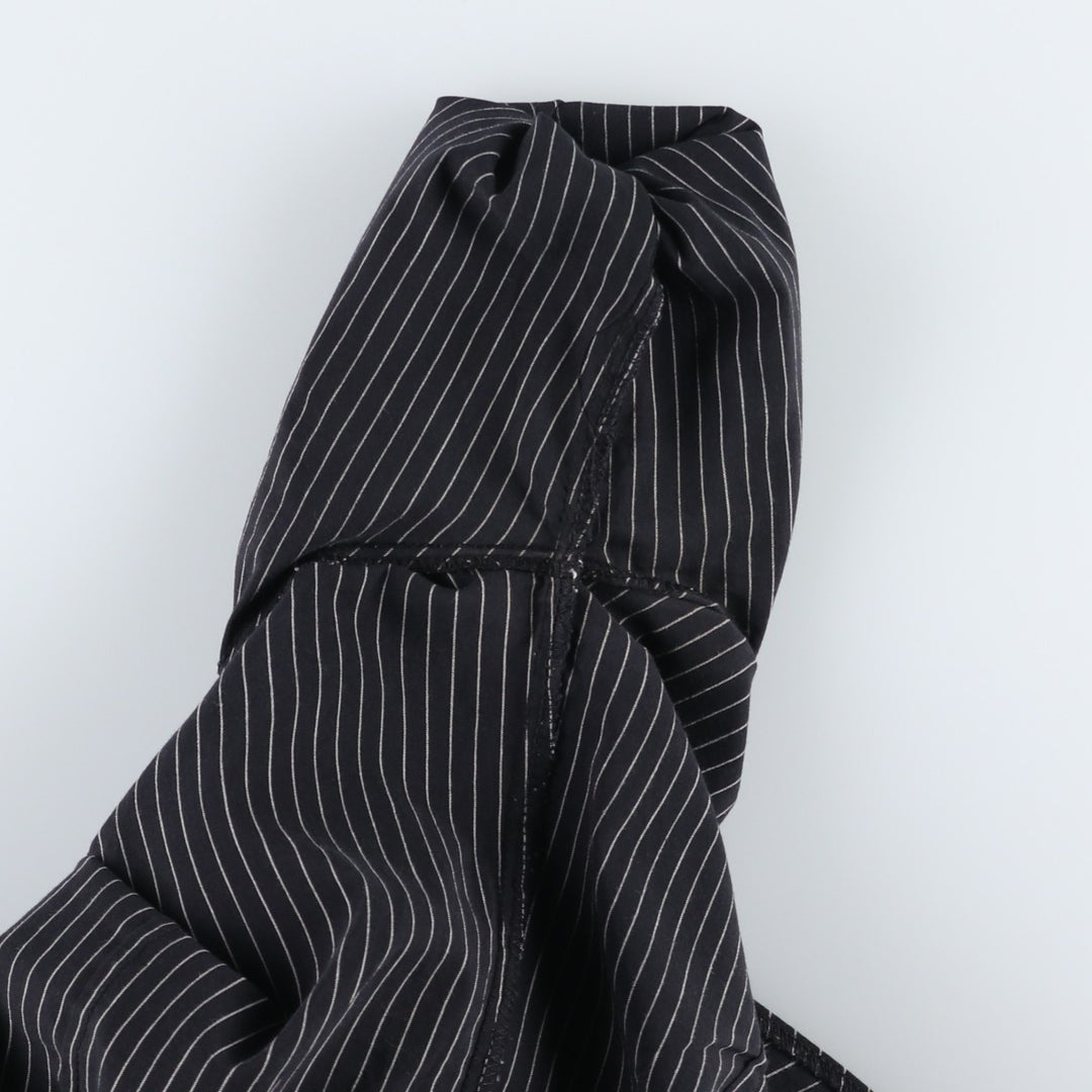 AMISU Skipper Collar Long-Sleeve Striped Shirt (Women's Size S) cotton black type Vintage Second Hand